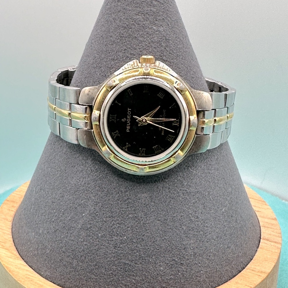 EUC Peugeot Black and Silver Watch